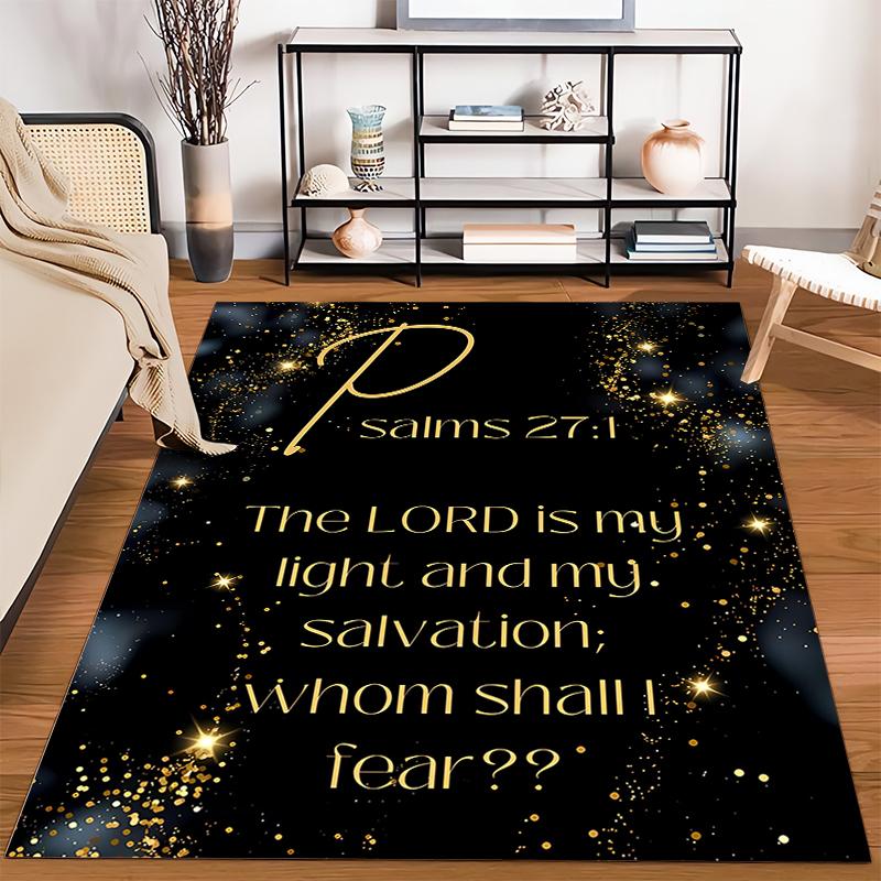 Psalm 27:1 Inspirational Quote Rug Non-slip rug suitable for living room and bedroom sofas.