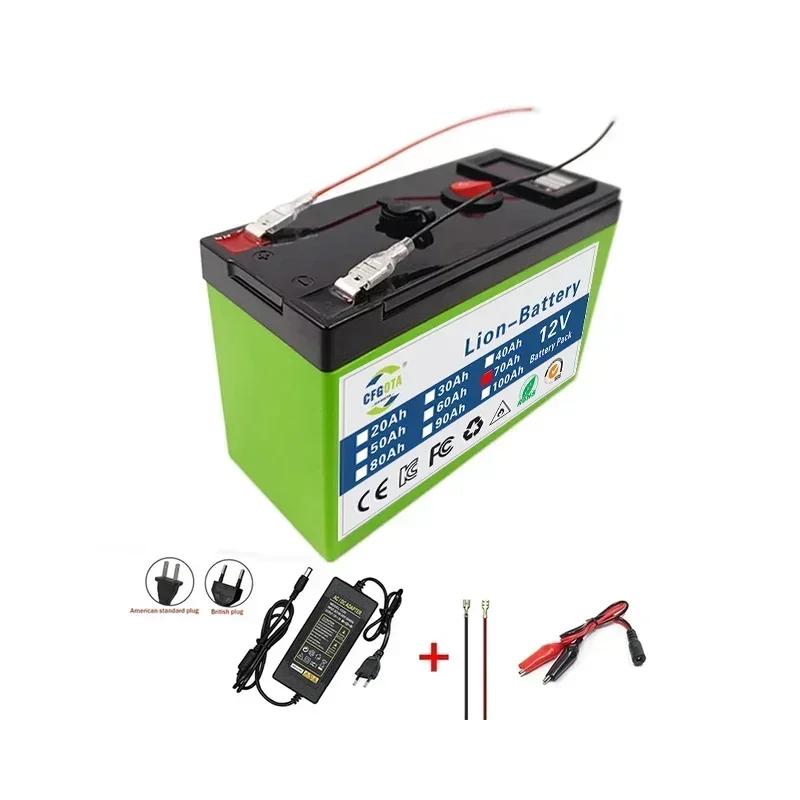 12 В аккумулятор 100 Ач 18650 литиевый аккумулятор аккумуляторная батарея для солнечной энергии аккумулятор электромобиля + зарядное устройство 12,6 В 3 А