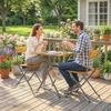 3-Piece Seating Group Dining Set for 2 People, Folding Dining Table with 2 Folding Chairs for Patio Balcony Teak