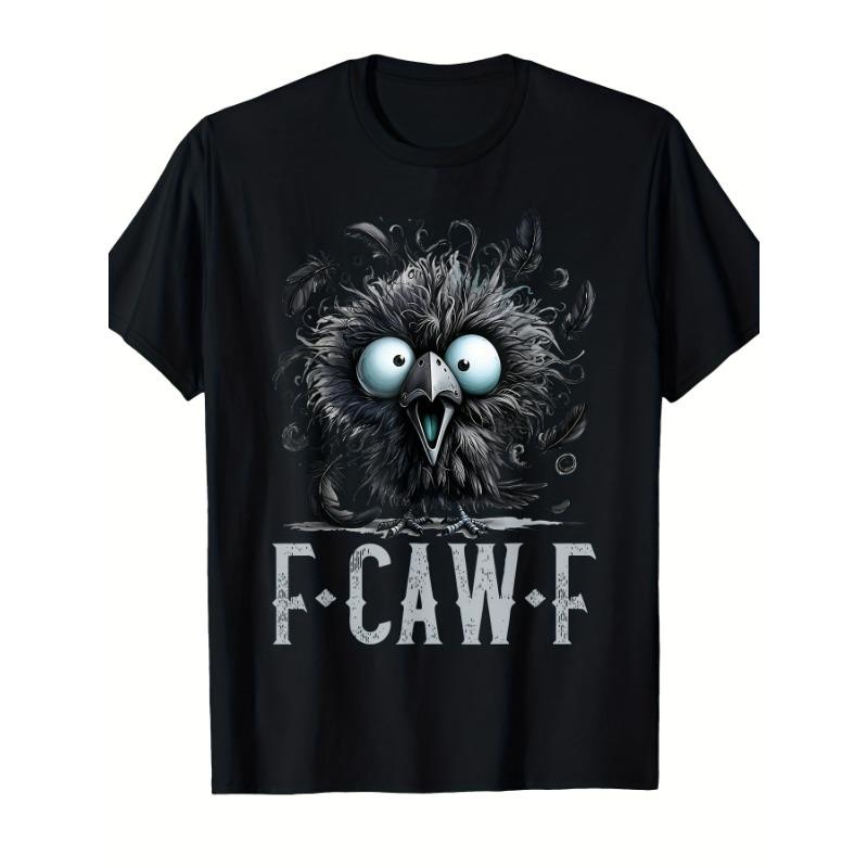 Европейские размеры Мужская забавная футболка с графикой птицы 'F-Caw-F' - Плотный хлопок Ретро Винтаж
