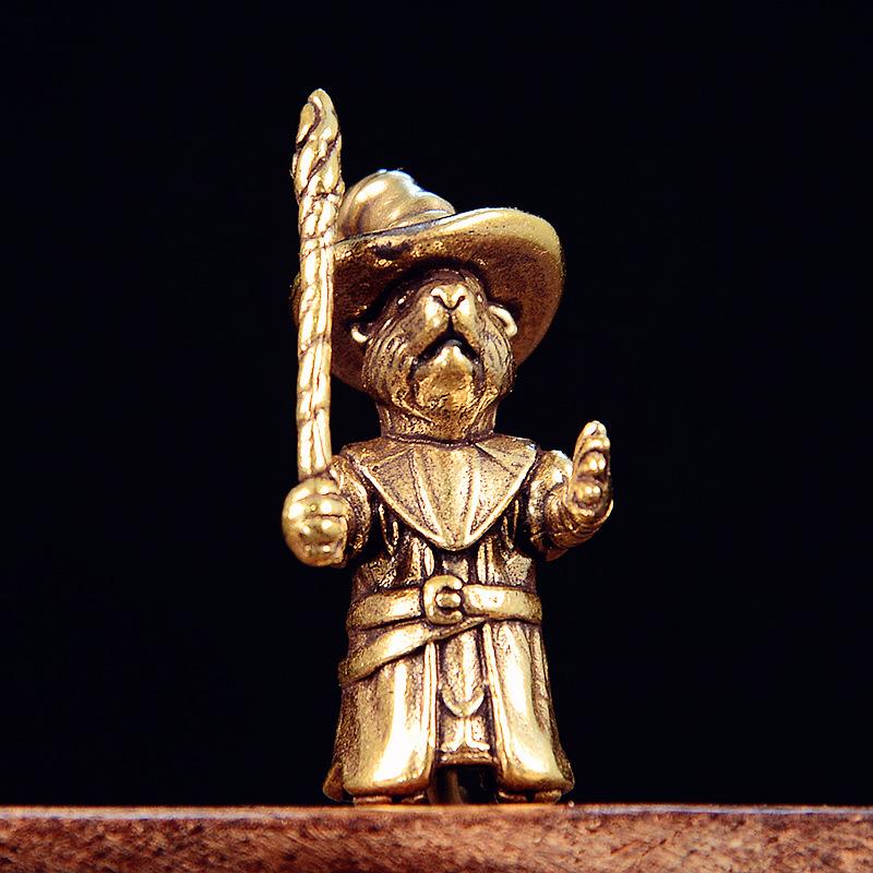 Мини Европейская Латунная Статуэтка Кота Ситха Кот Демон Мечник Мышь Волшебник Металлическая Скульптура Офис Дом Украшение Настольное Украшение