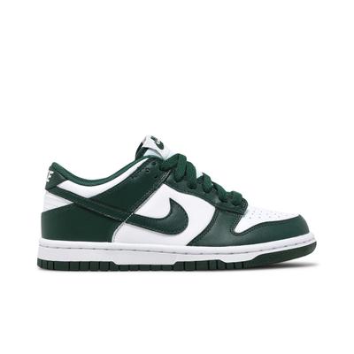 Dunk Low для младшей школы 'Michigan State' (унисекс) Белый / Командный Зеленый / Белый / Общий Оранжевый Детские Скейтбордические Кроссовки CW1590 102