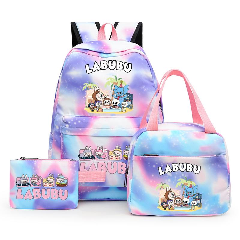 3Pcs/set Printed Backpack with Lunch Bag Pencil Case Student Teenager Boy Girl Bagpack Women's Backpack Set Travel Bag