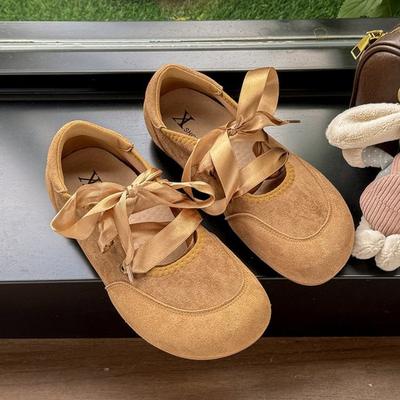 Модные балетки Женская спортивная обувь Осень 2025 Кроссовки для бега Женские для ходьбы На шнуровке Лоферы Обувь Замшевая Повседневная Новые Zapatillas De Mujer