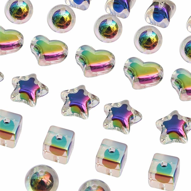 Прозрачные черные бусины с покрытием, разноцветные средние разделители для изготовления ожерелий и браслетов своими руками