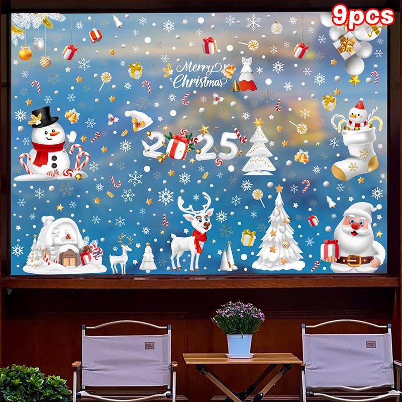 Christmas Candy Snow House Static Sticker, Christmas Glass Window Stickers, Christmas Window Stickers Decoration