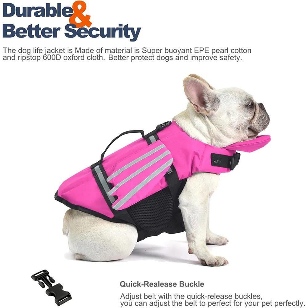 Adjustable Dog Life Vest with Chin Float Angel Wings Puppy Dog Life Vest for Swimming Pet Safety Swimsuit with Reflective Stripe