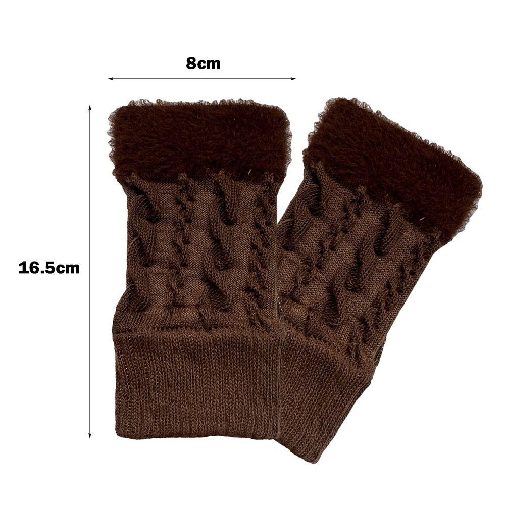 Soft Plush Half Finger Gloves Thick Warm Arm Warmers Cozy Wear Wrist Mittens Winter Season