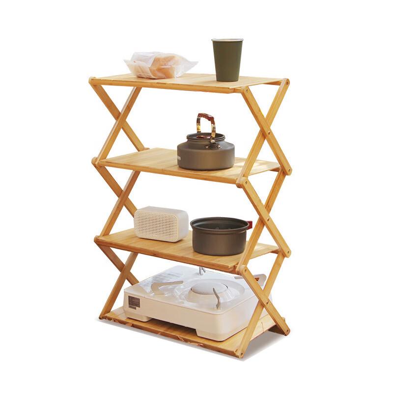 Tri-polar Outdoor Bamboo Folding Storage Shelf