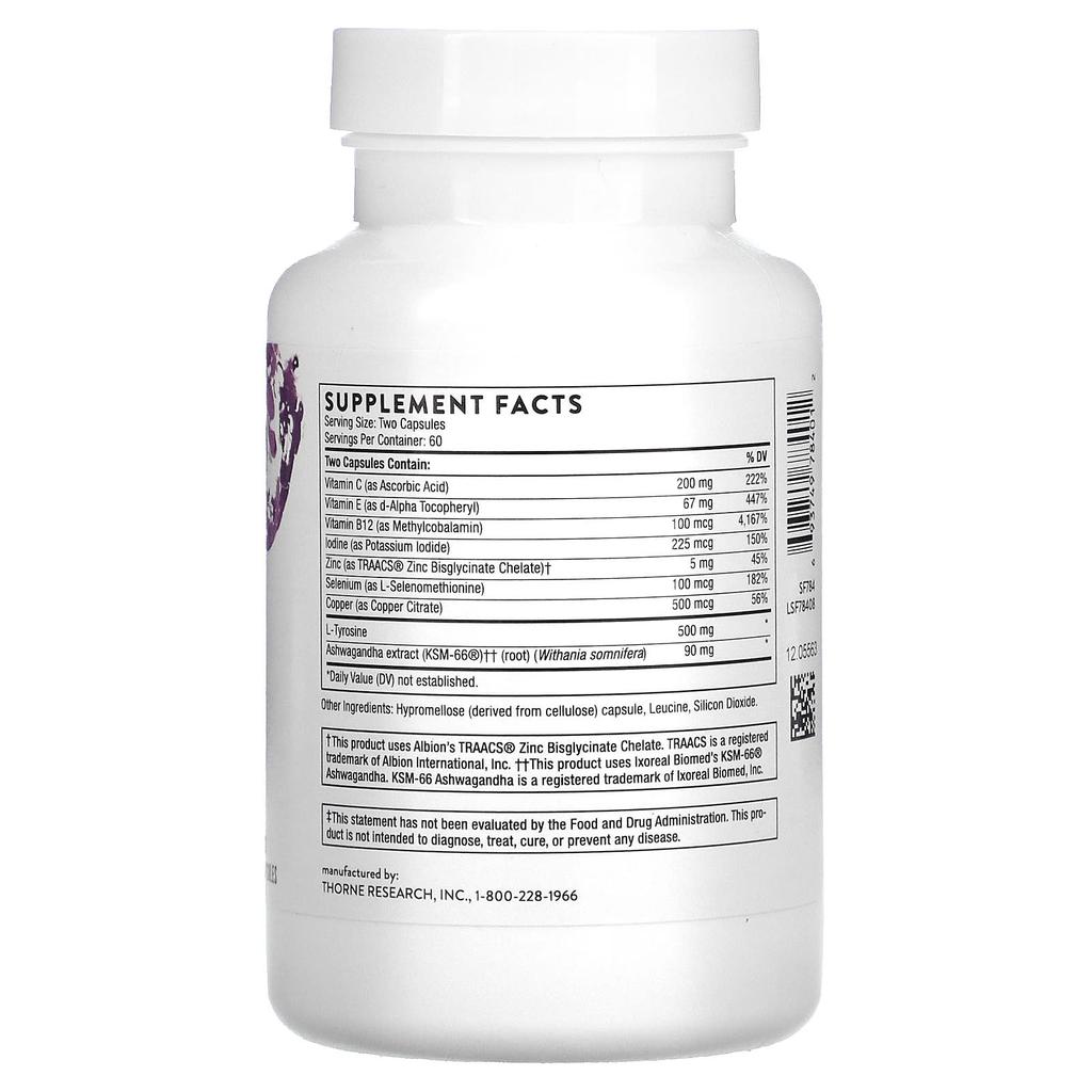 Thorne, Thyrocsin, питательное вещество для поддержки щитовидной железы, 120 капсул