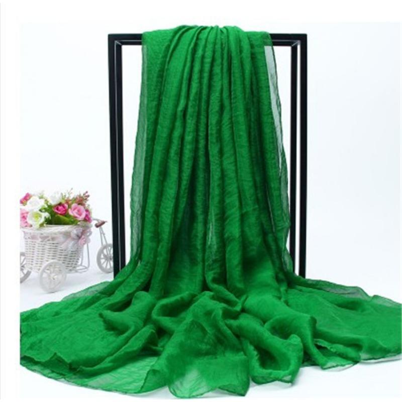 Очень большой искусственный шелковый шарф, однотонный шелковый шарф, пляжное полотенце на берегу моря, длинный весенне-осенний женский газовый шарф, шифоновый шарф для женщин