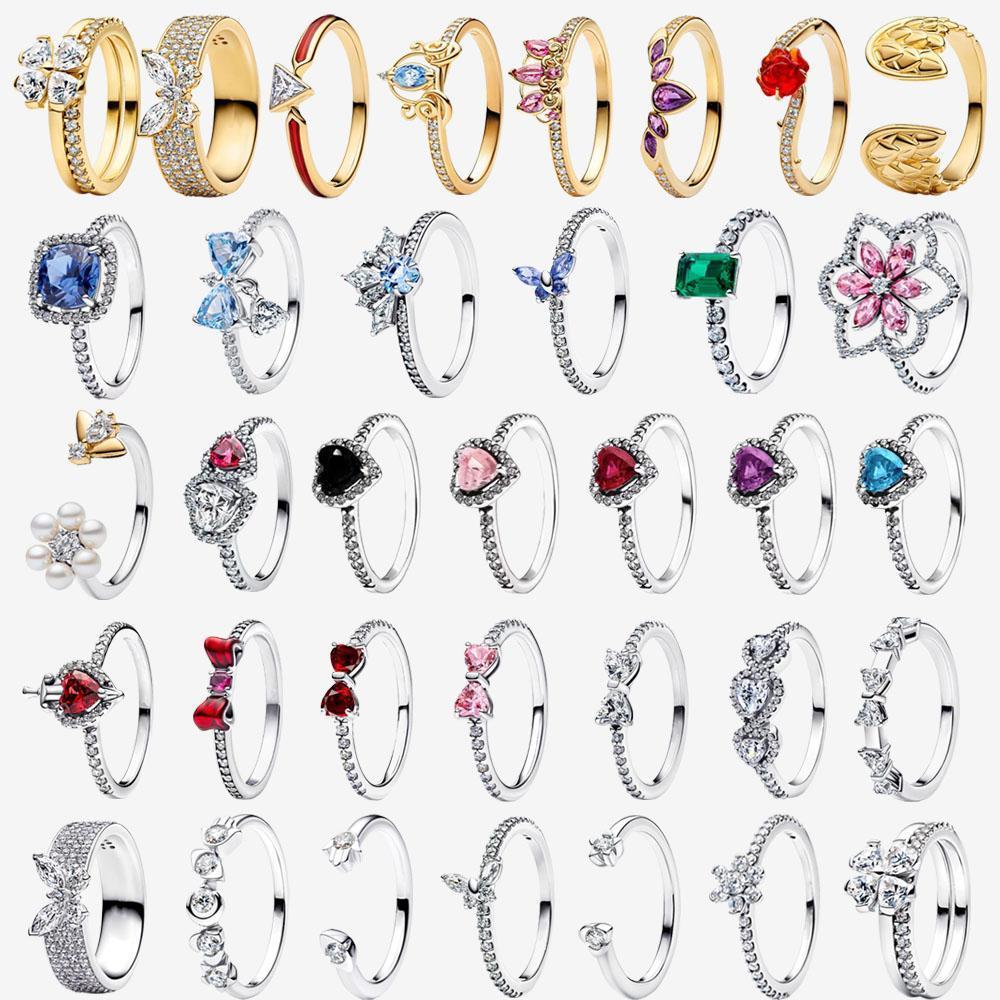 925 Sterling Silver Open Ring Style Paved Heart Butterfly Flower Colorful Gemstone Ring For Women Daily Wear Jewelry Gift 2026