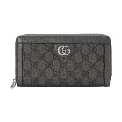 Канвасовый кошелек на молнии с логотипом Ophidia Double G для мужчин, серый 706844-UULBN-1244