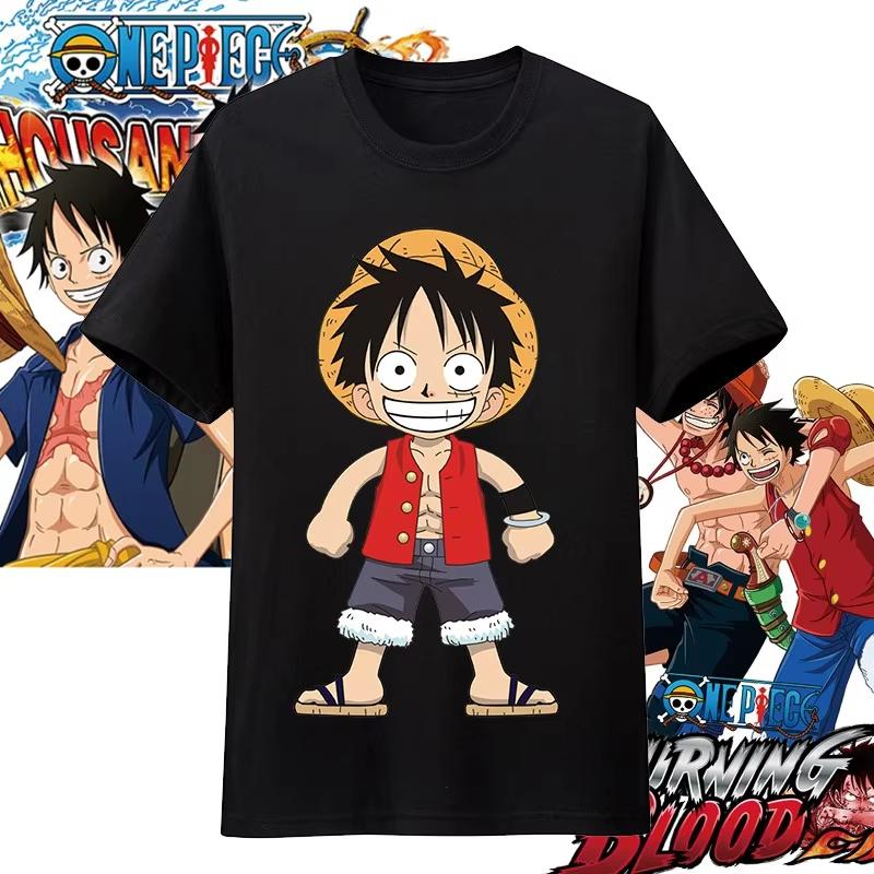 Хлопковая футболка оверсайз с принтом персонажей аниме One Piece для мужчин и женщин, удобная, в стиле Y2K, детская одежда, летняя футболка