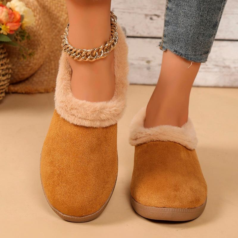 Winter New Flat Cotton Shoes Women's Round Head Deep Mouth Suede Non-slip Wear Comfortable Low Top Shoes