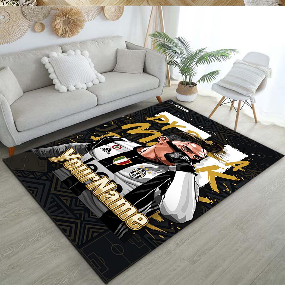 Juventus Customized Name Floor Rug Office Rug Design for Balcony Living Rooms Kitchen Entryway Antislip Carpet Anime Office Decor