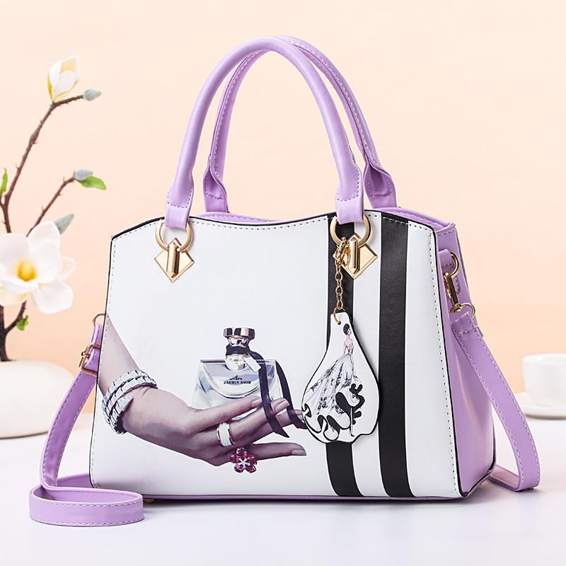 Stylish Floral Print Women's Shoulder Bag Versatile Handbag And Crossbody Purse In Black And Wine Red