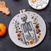 Halloween Embroidery Starter Kit Ghost & Gothic Stamped Cross Stitch Kits with Pattern & Embroidery Hoops for Adults & Beginners