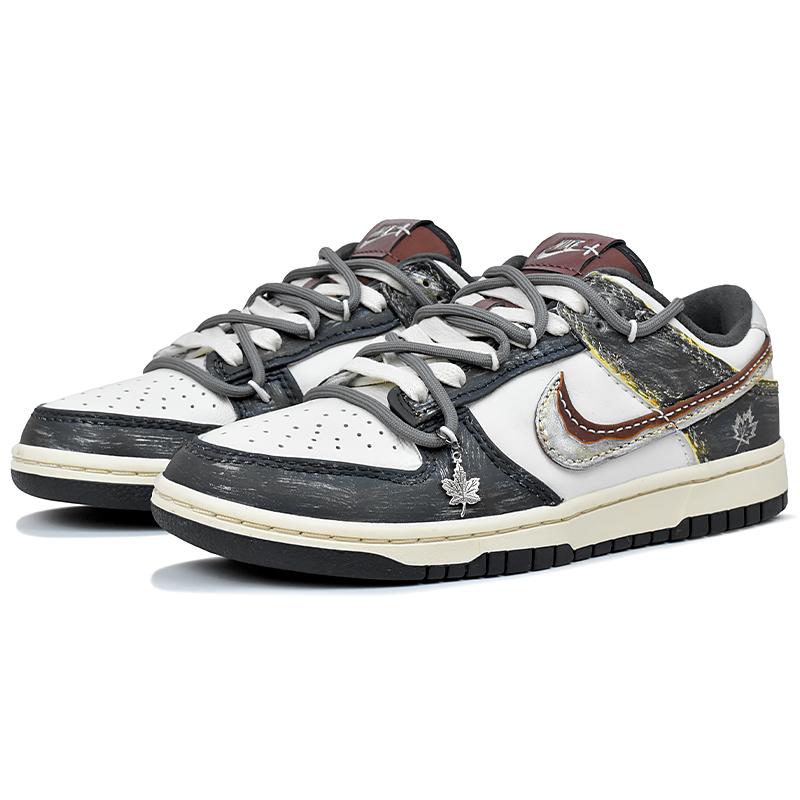 Nike Кроссовки Dunk Скользкие Устойчивые к истиранию Низкие Скейтбордические Мужские Белый Черный Серый IM6670-202(Team1676-S-BOX