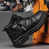 Men's Fashion British Winter Boots Side Zipper Comfortable Warm Leather Shoes Men Winter Boots Mens Waterproof Flats Short Boots