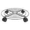 Black 4 Sizes Metal Round Flower Plant Pot Tray 4 Wheels Heavy Planter Flowers Pot Mover Trolley Plate Stand Holder Garden Tools