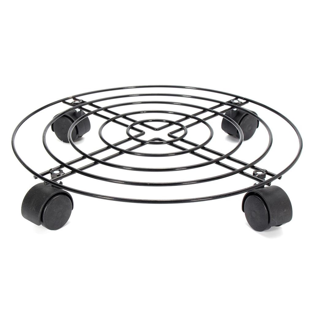 Black 4 Sizes Metal Round Flower Plant Pot Tray 4 Wheels Heavy Planter Flowers Pot Mover Trolley Plate Stand Holder Garden Tools