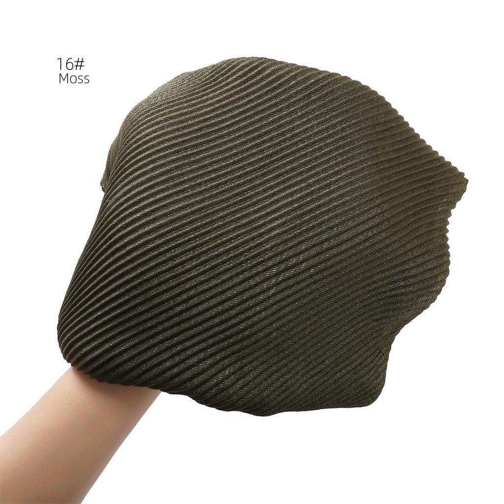 High Quality Breathable Women's Shiny Pleated Hijab Scarf Fashion Polyester Golden Sliver Crinkle Head Wraps Islamic Turban