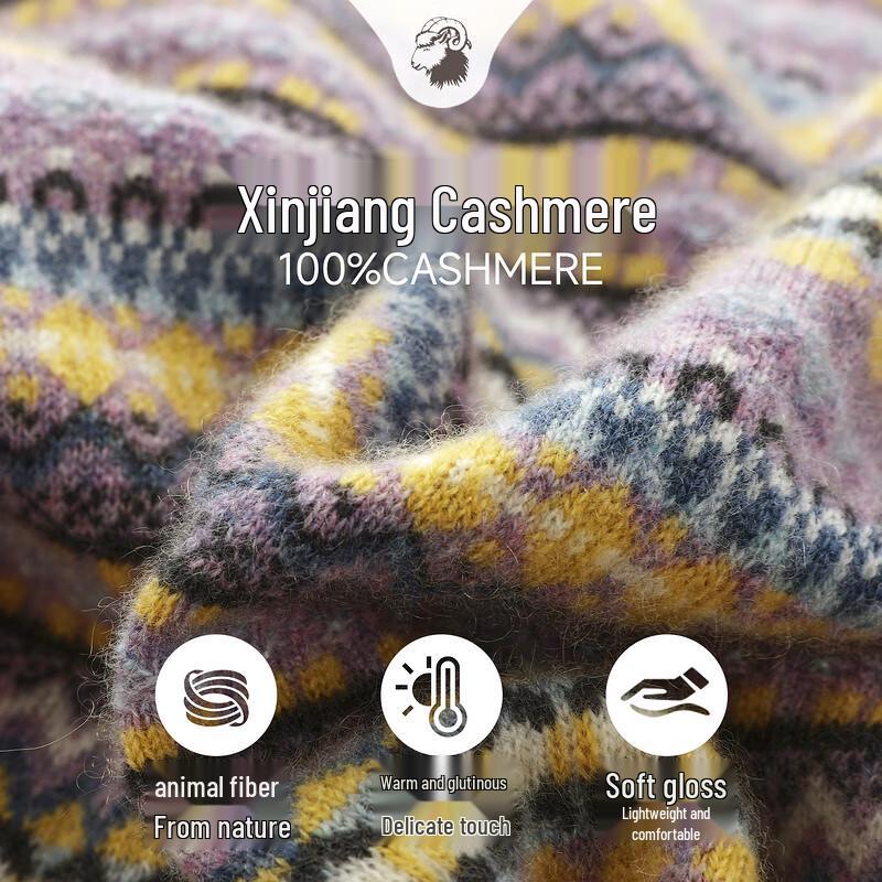 Женский ретро-свитер Zhaojun с жаккардовым узором Fair Isle из кашемира