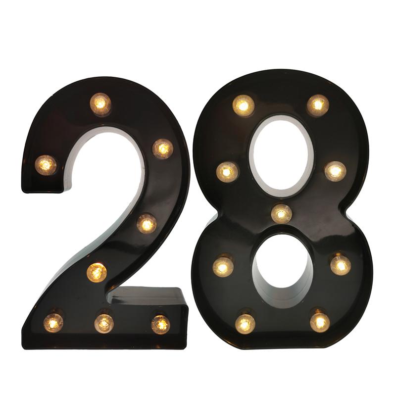 2Pcs 18 21st 30th 40th 50th 60th Black Number LED String Night Light Lamp Happy Adult Birthday Anniversary Party Decoration
