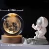 New Moon Crystal Night Light Decorative Quartz Glass Ball Bedroom Table Light, Engraved Model Astronomy Décor, Universe Gift