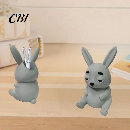 Office Desk Tidy Organizer 3D Printed Rabbit Pen Holder, Large Capacity Organizer, Matte Cute Animal Decor Finish Pencil for Home School Decoration