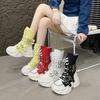 Fashion Ultra-high Platform Women 2025 New High Boots Round Toe Lace-up Locomotive Long Thigh Boots;