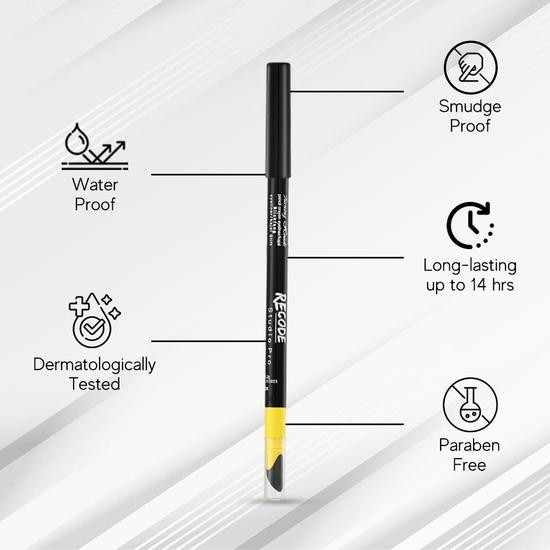 Recode Turning Heads Crayon Gel Matte Eyeliner Pencil Cum Kajal Pencil поставляется с кистью на другой стороне, долговечный, водостойкий, 1,2 г