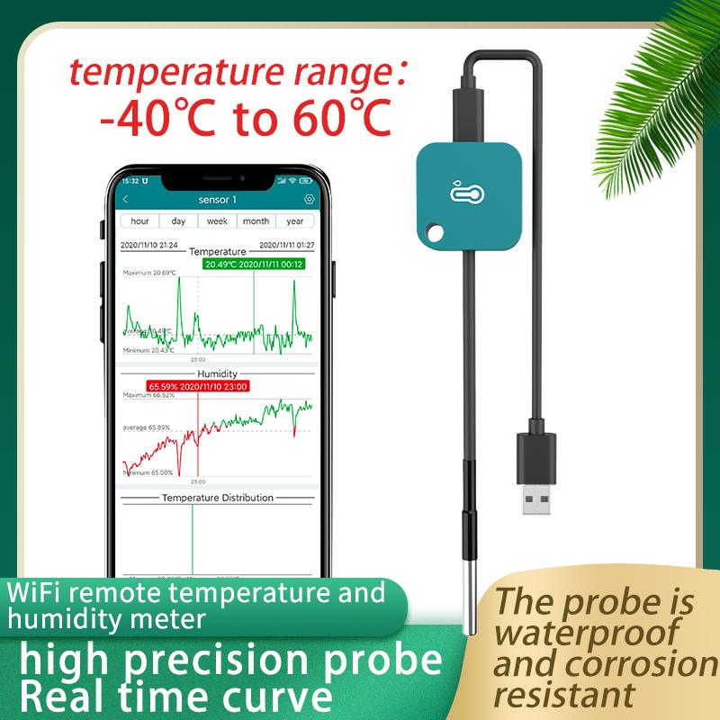 jaalee JHT-UP WiFi Temperature/Humidity/Dewpoint/VPD Thermometer/Hygrometer Refrigerator Freezer ±0.2℃ ±2% Alarm Alerts