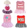 4 Pack Adorable Girl Puppy Printed Doggy Clothes for Small Dogs - Girl Holiday Apparel Dresses(M)