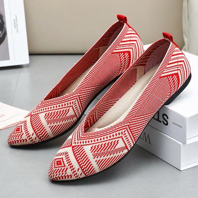 Женская обувь весна-лето новые мягкие модные туфли с острым носком и низким вырезом женские трикотажные туфли без застежек