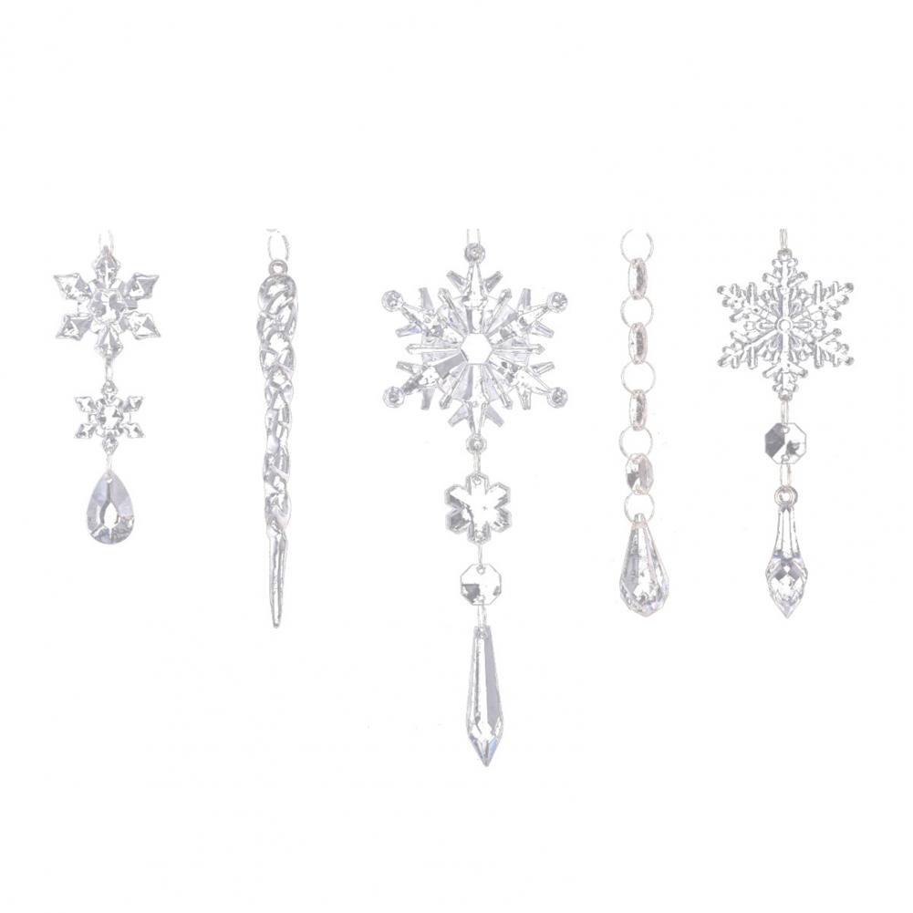 Crystal-like Tree Ornaments Elegant Acrylic Crystal-like Christmas Tree Decorations Snowflakes Icicles Ornaments for New Year