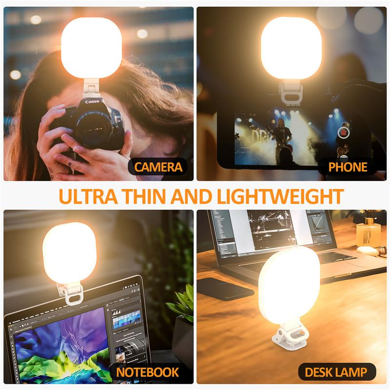 Selfie Light Phone Clip 140 LED 2000mAh Rechargeable Portable Clip On Light for Tablet Laptop Zoom Call TikTok Video Fill Light