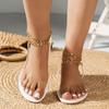 2024 Summer New Style Flat Women Sandals Fashion Solid Color Chain Open Toe Outdoor Women's Shoes Plus Size 43 Zapatos Mujer