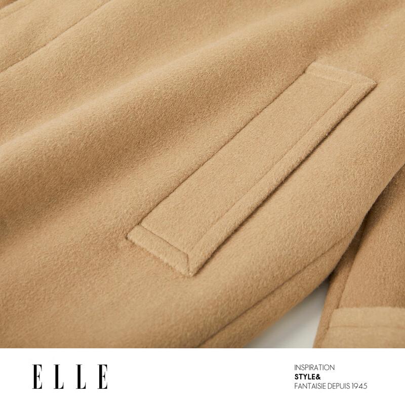 ELLE Элегантное длинное пальто XUZHI из хаки-ягнячьей шерсти
