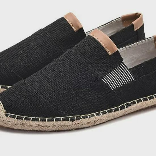 Men's Casual Linen Espadrille Fisherman Canvas Shoes, Large Size, Handmade.