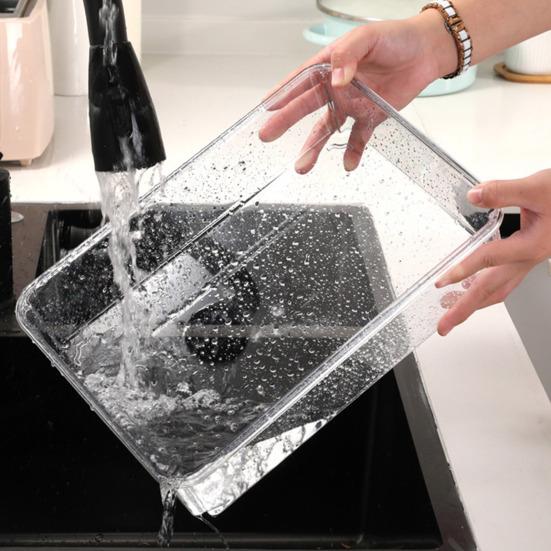 Ящик для хранения в холодильнике с крышкой, пищевой прозрачный дизайн с видимой ручкой, портативная коробка для закусок, разделенный сервировочный поднос