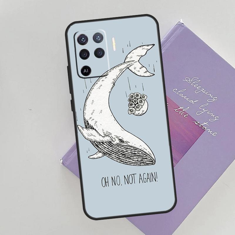 Красивый чехол-картина с синим китом для Oppo A15 A16 A17 A52 A72 A76 A96 A74 A94 A53 A54S A57S A58 A78 A98 A77