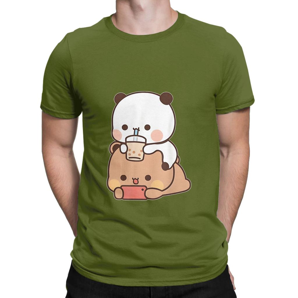 Dudu Bear And Bubu Panda Enjoying Time Together Novelty 100 Cotton Tshirt Bubu Dudu Tees Tops For Unisex