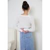 Egoist Rose Lettering Contrast Heart Neck Knit Top Es2okl02 