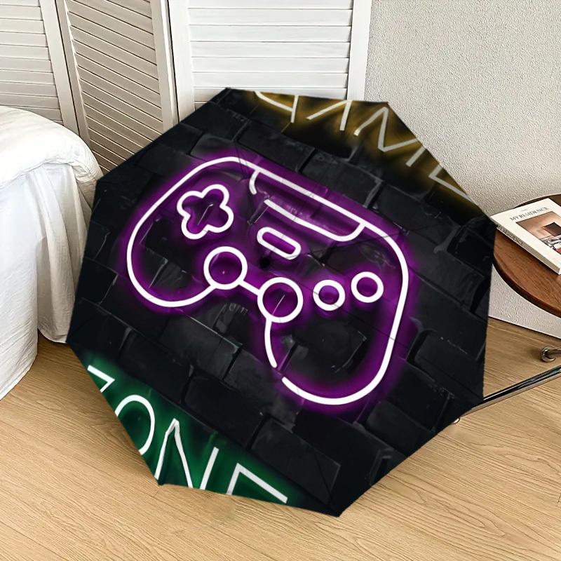 1pc Video Game Neon Sign Umbrella with Plastic Handle,Suitable for All Seasons Home Travel Outdoor UmbrellaDD475