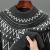 Мужской толстый вязаный жаккардовый шерстяной свитер в стиле Fair Isle, с воротником-стойкой, модного свободного кроя, доступны большие размеры
