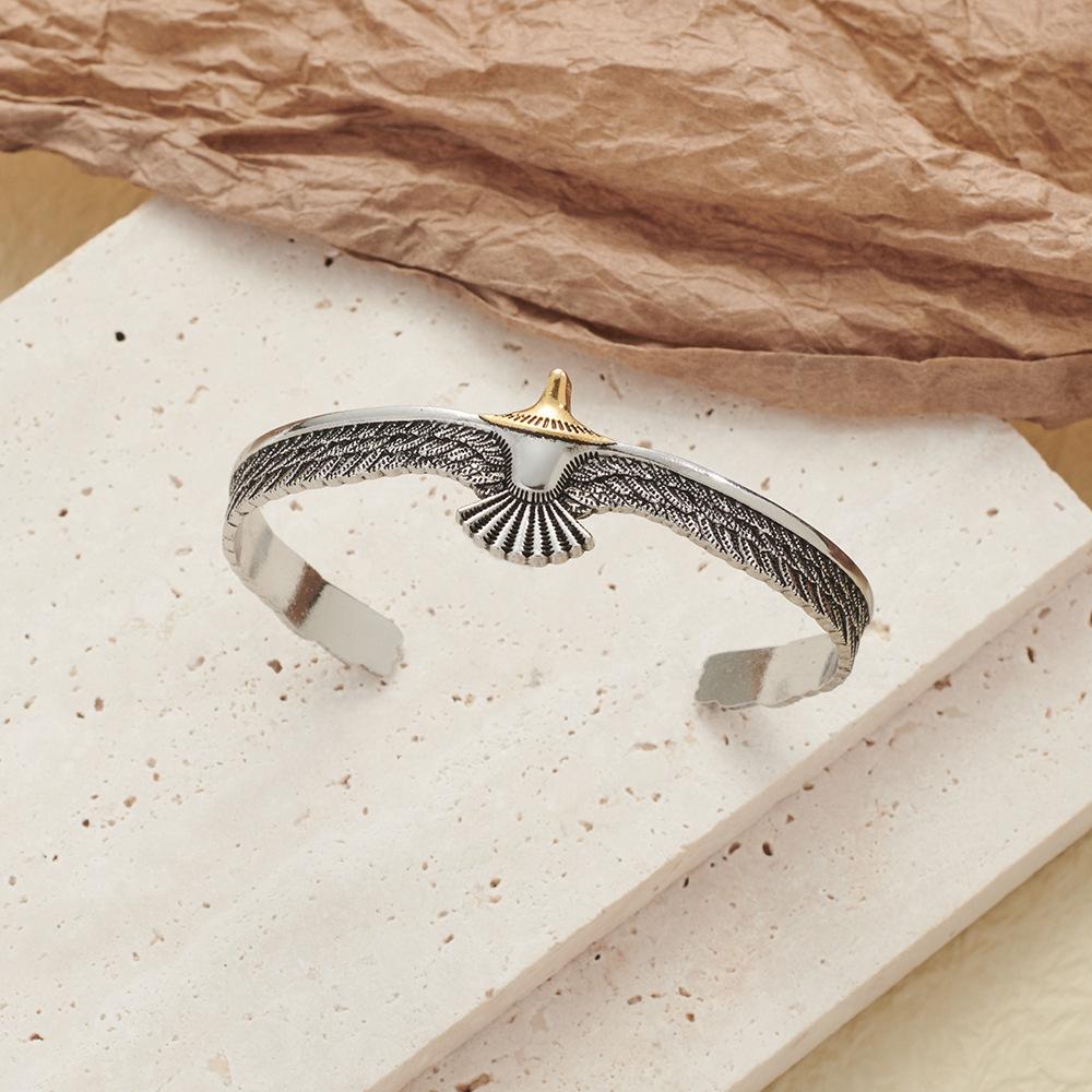 Vintage Distressed Eagle Wings Cuff Bracelet for Men and Women