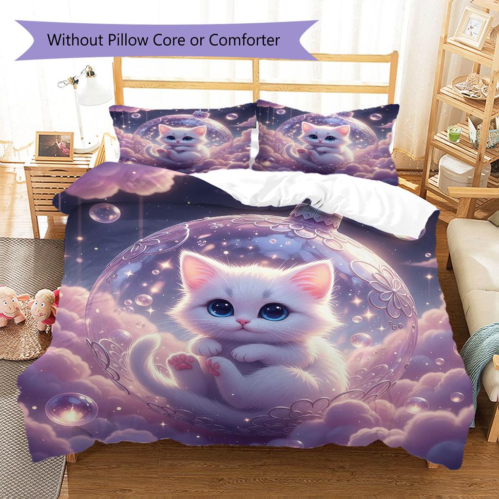 Glassballpet Pattern Bedding Quilt Set Quilt Cover Pillowcase Home Decoration Birthday Gift (1 * duvet cover + 2 * pillowcase, without core)