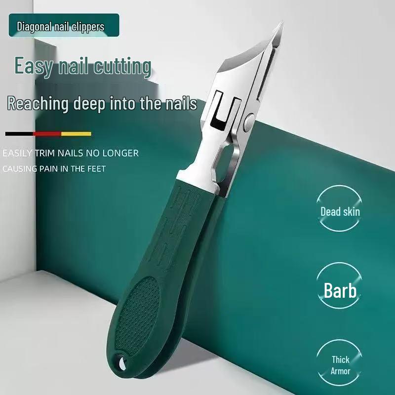 High-Grade Anti-Splash Angled Nail Clippers Set - Large Opening, Three-Piece for Grooved Nails